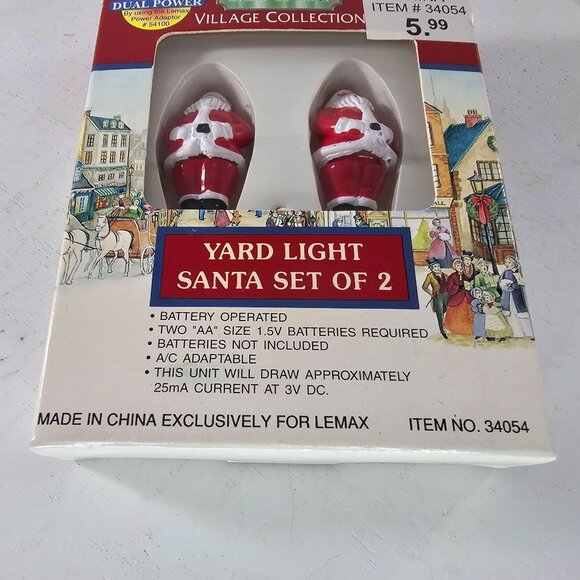 Lemax Village Collection Yard Light Santa Set Of 2 Christmas Village Decor - Picture 2 of 9